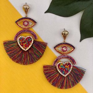 EVIL EYE FAN DROP EARRINGS